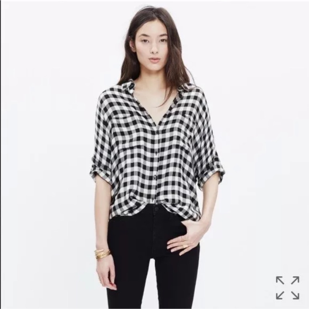 XXS / Madewell black white oversized shirt NWT